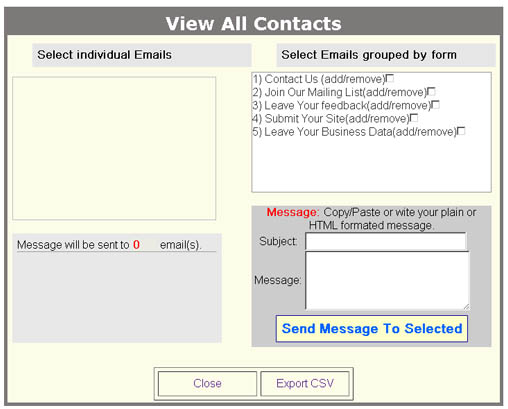 Contact/Mass mailing screen